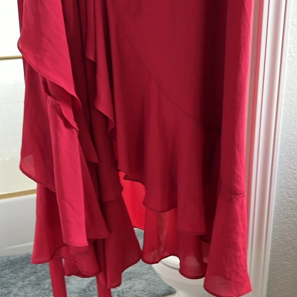 Fancy and fun! Red Wrap-around dress. Size L - Picture 8 of 8